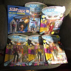 Vint STAR TREK NEXT GENERATION Action Figures New in Box Deanna Picard Data Q+